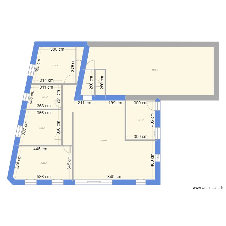 Maison sans les murs. Plan de 14 pièces et 350 m2