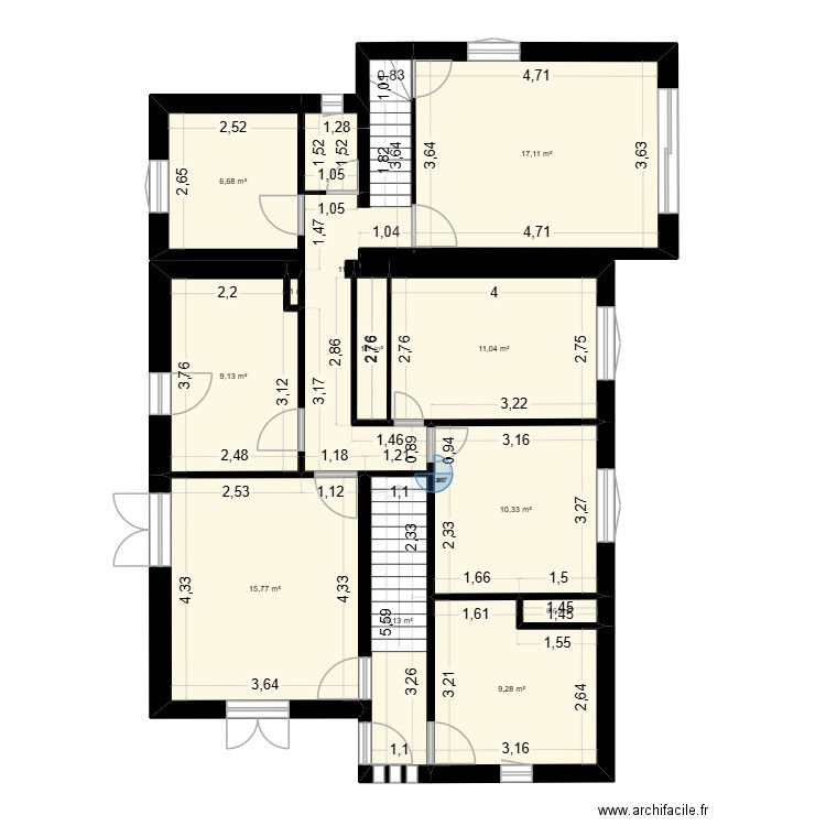 maison etage. Plan de 12 pièces et 99 m2