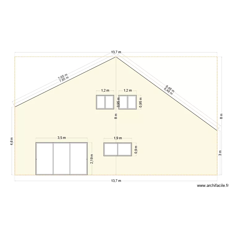 FACADE EST APRES 1 - VARIANTE. Plan de FACADE EST APRES 1 - VARIANTE. Plan de