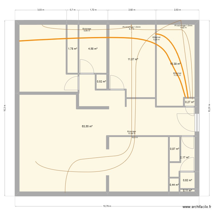 Appt Caluire et Cuire. Plan de 14 pièces et 96 m2