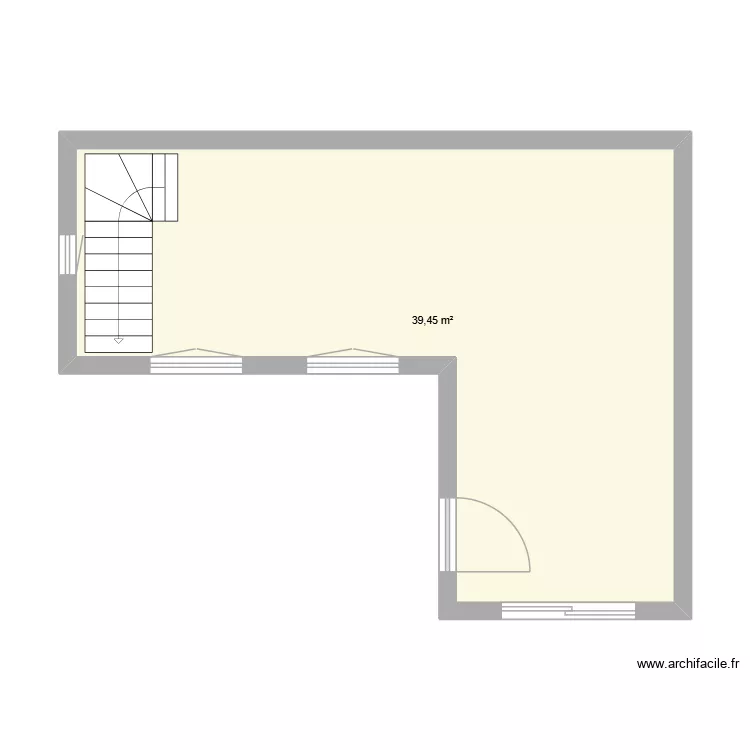 Plan RDC. Plan de 1  et 39 m²