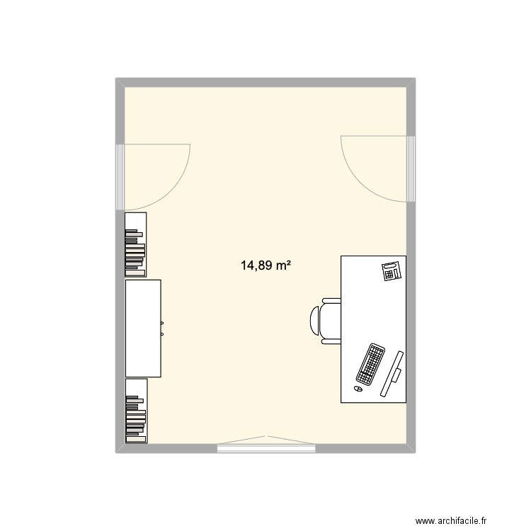 bureau. Plan de 1 pièce et 15 m2