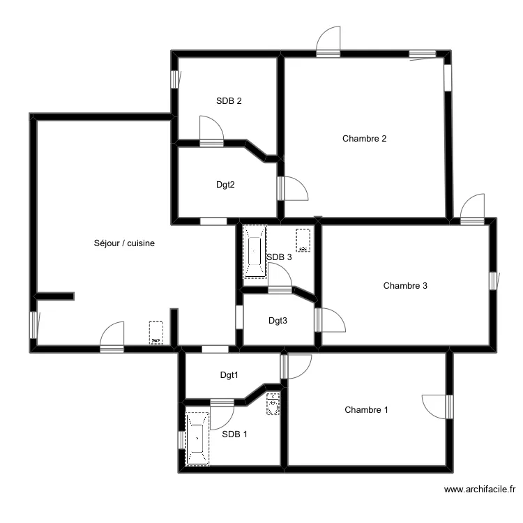 Logement 0A3. Plan de 
