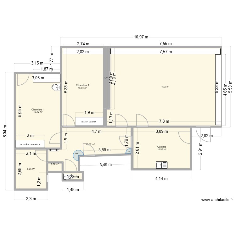 Appartement Knokke. Plan de 9 pièces et 100 m2