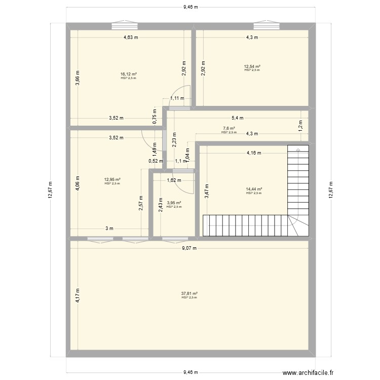 sffdfcvs. Plan de 7 pièces et 105 m2