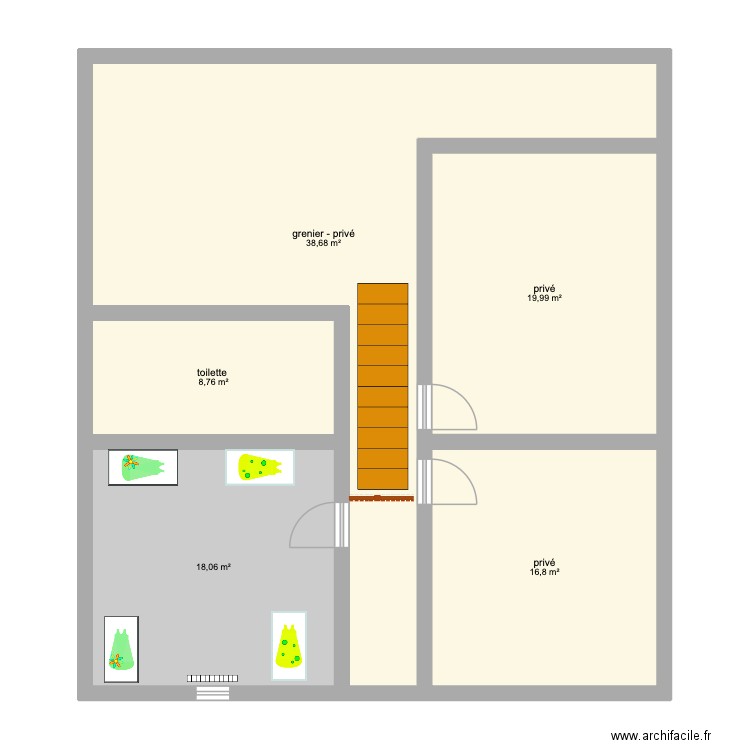 Etage. Plan de 5 pièces et 102 m2
