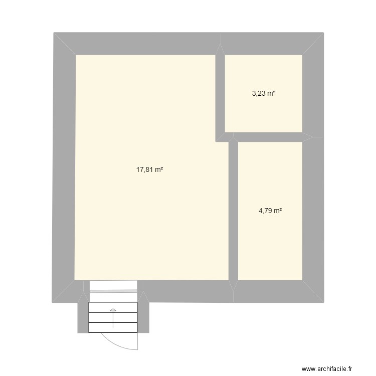 Chai fond de plan LM. Plan de 3 pièces et 26 m2