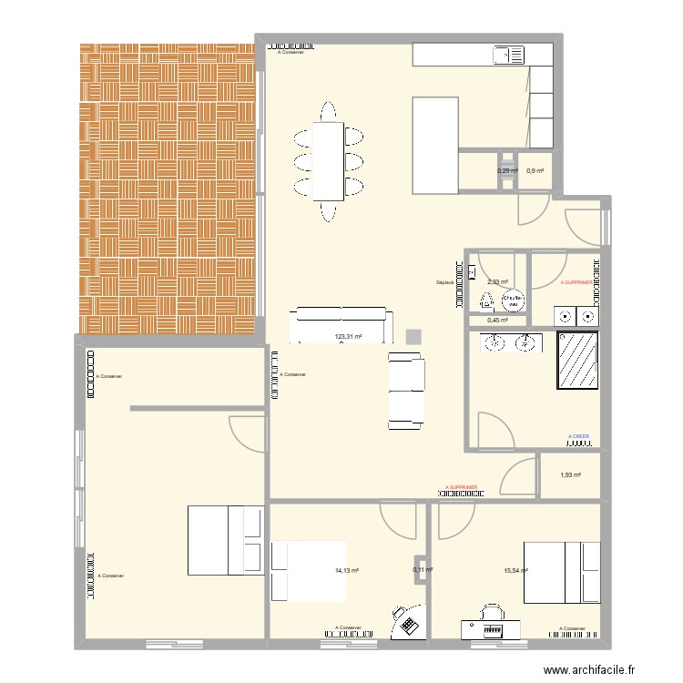 Loft chauffage. Plan de 9 pièces et 159 m2