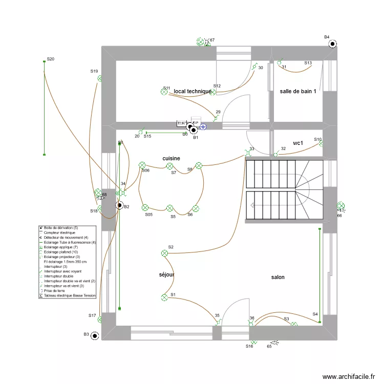 chalet zinc Rdc &eacute;clairage. Plan de 