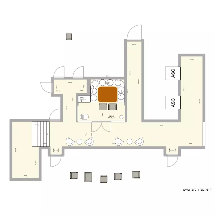 Vinyle bar Hotel W v2. Plan de 1 Pièce et 92 m² Vinyle bar Hotel W v2. Plan de 1 Pièce et 92 m²
