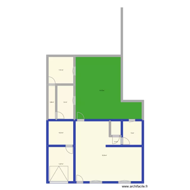 Andr&eacute; apr&egrave;s. Plan de 9  et 171 m²