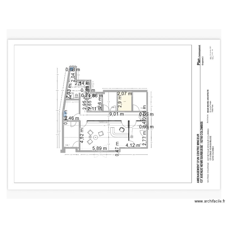 Plan future pharmacie Vecchio. Plan de 2 pièces et 87 m2