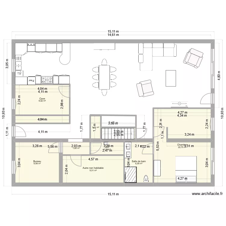Maison. Plan de 10  et 67 m²