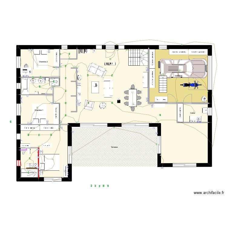 repentance RDC. Plan de 9 pièces et 226 m2