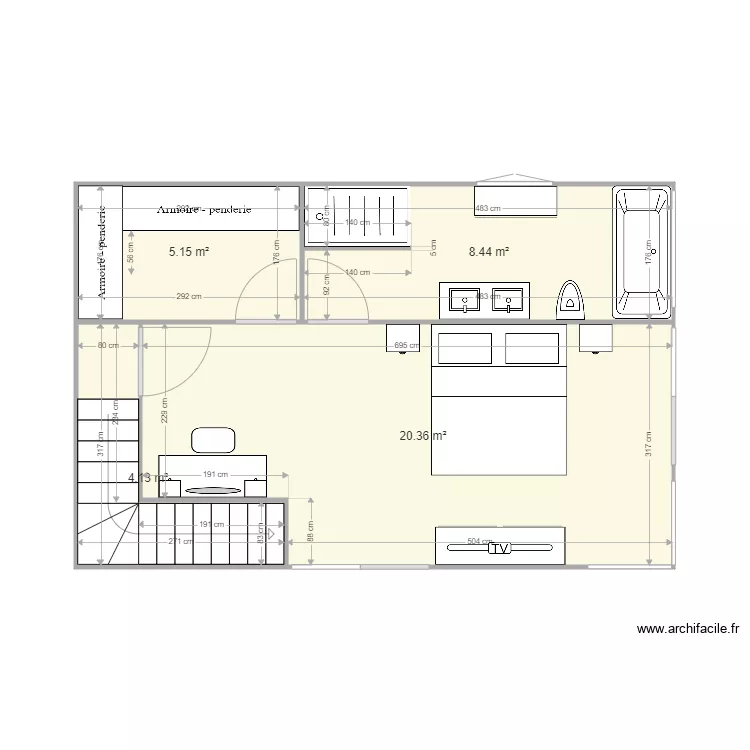 chambre etage. Plan de 
