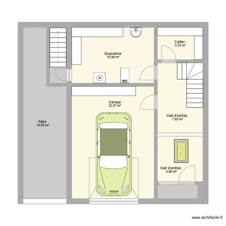 rdc tendeurs. Plan de 8  et 68 m²
