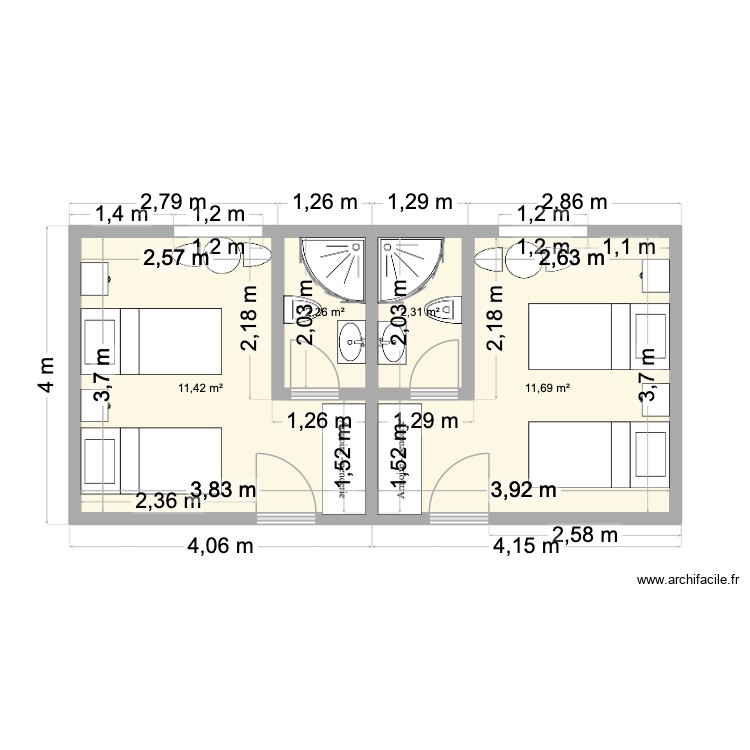 habitaciones. Plan de 0 pièce et 0 m2