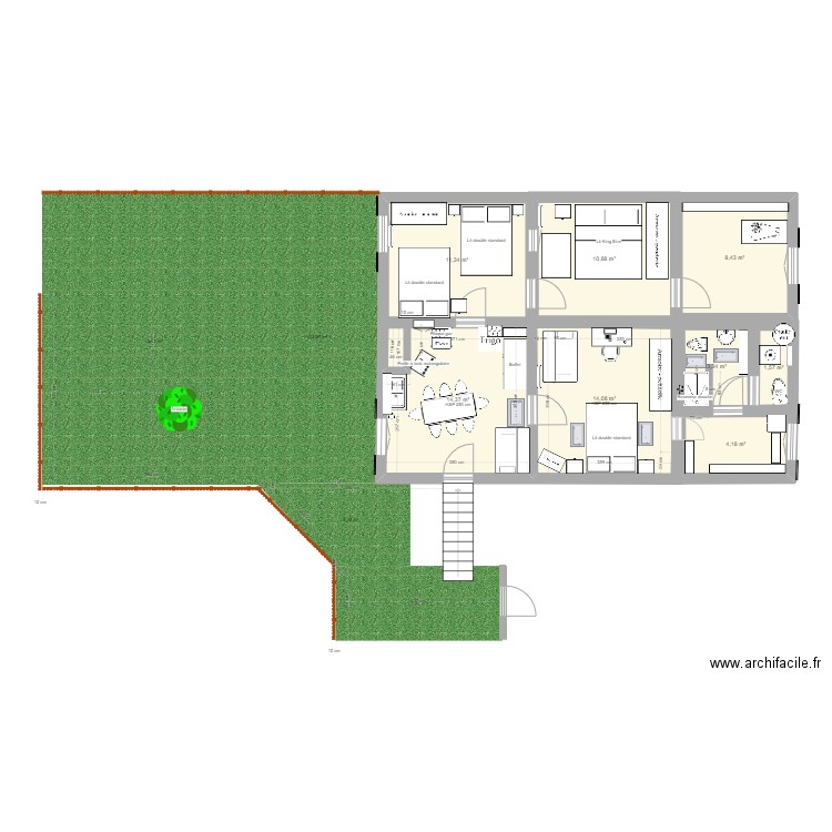 la roche de rame PLAN. Plan de 8 pièces et 68 m2