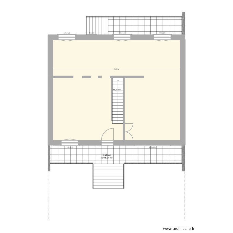 RDC 2. Plan de 1 pièce et 86 m2