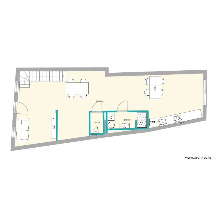 49 route de hasnon. Plan de 4  et 68 m²