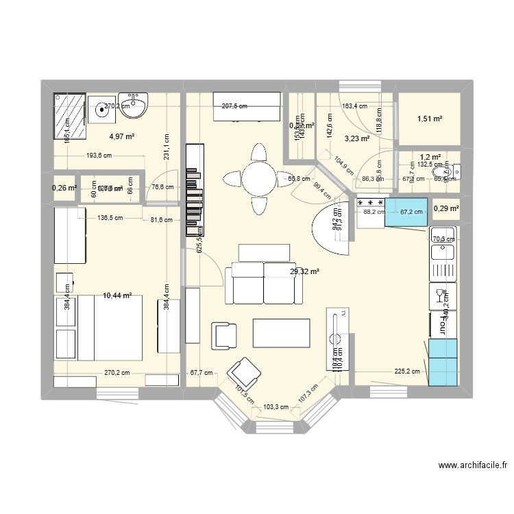 Plan Appartement Néreïdes. Plan de 10 pièces et 53 m2