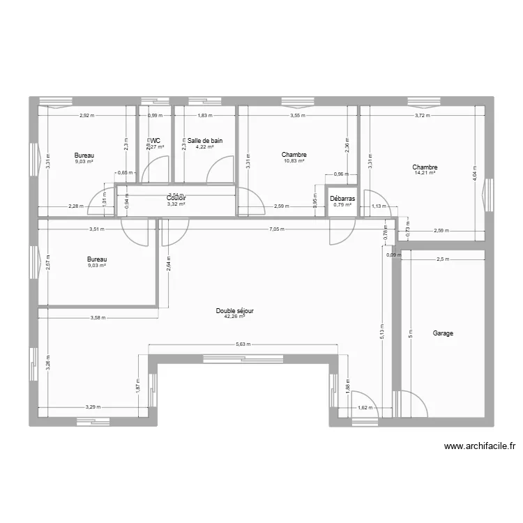 Plan L&eacute;o et Alex cotations 2. Plan de 10  et 108 m²