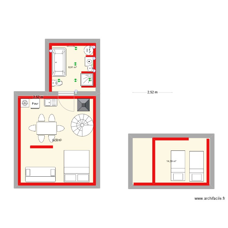 INGERSHEIM. Plan de 4 pièces et 75 m2
