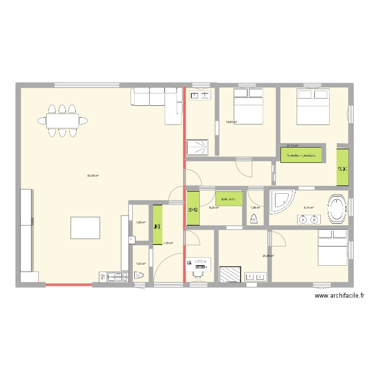 Plan Maiso2025. Plan de 10 pièces et 183 m2