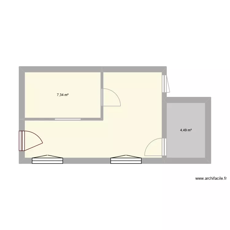 labo simple. Plan de 3 Pièces et 29 m²