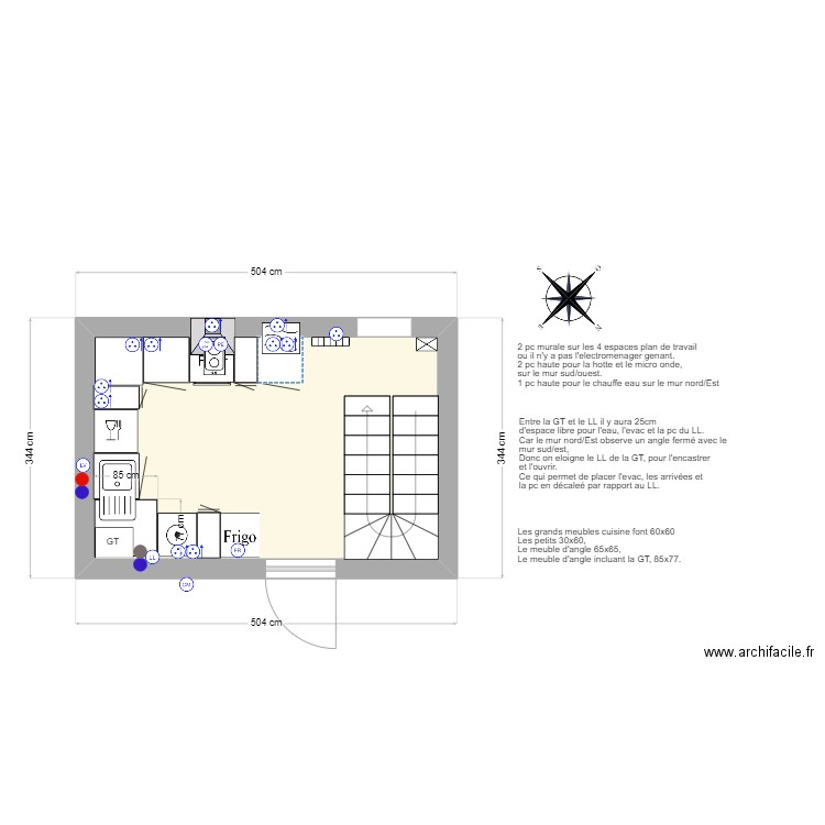 Cuisine neuvial. Plan de 0 pièce et 0 m2