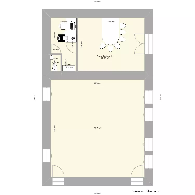 Mairie Sauni&egrave;res2. Plan de 4  et 78 m²