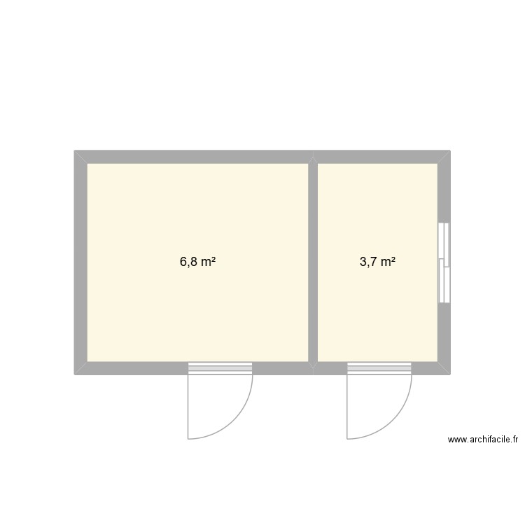 Abri de Jardin. Plan de 2 pièces et 11 m2
