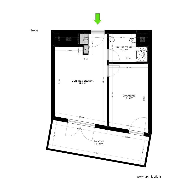 BI 18182. Plan de 8 pièces et 60 m2