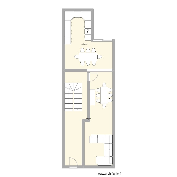 rez-de-chaussée. Plan de 2 pièces et 63 m2