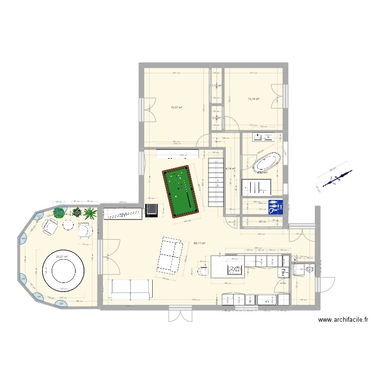 Gif6. Plan de 8 pièces et 130 m2