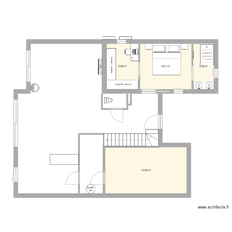 Agrandissement 2. Plan de 4 pièces et 34 m2