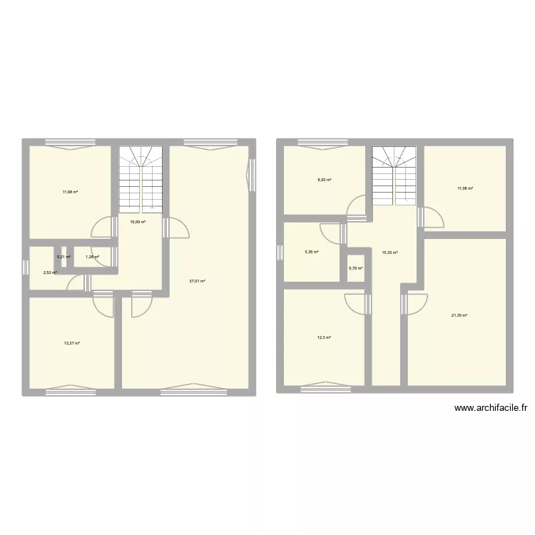 Nouvelle maison V2 vierge. Plan de 14  et 151 m²