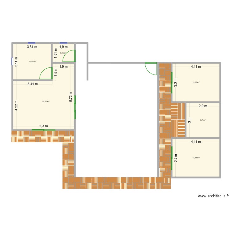 Ttamakehe 1. Plan de 6 pièces et 74 m2