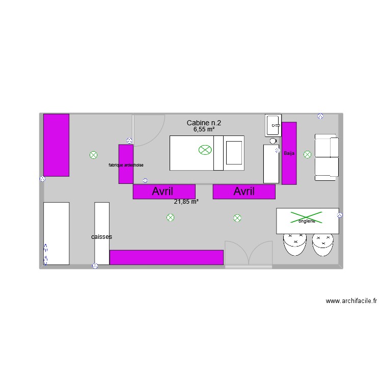 reste n,bhjg. Plan de 2 pièces et 28 m2