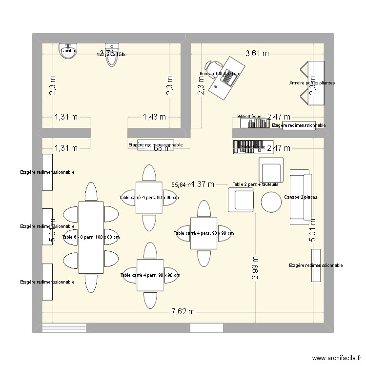 Café Associatif Plancöet. Plan de 1 pièce et 56 m2