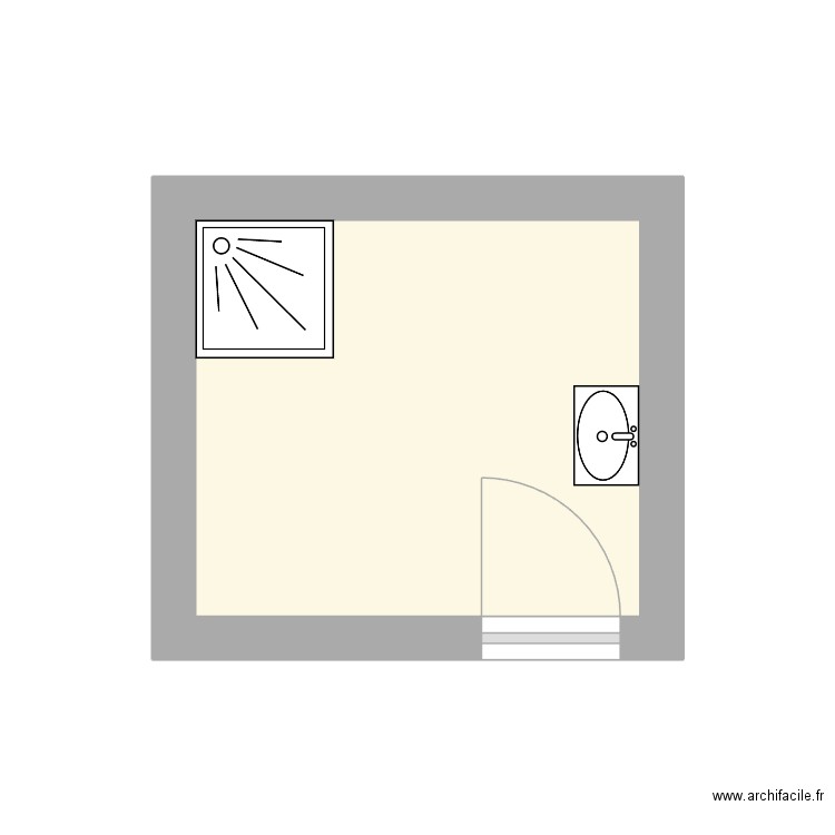 CHANTEGREIL SDB état initial. Plan de 1 pièce et 6 m2