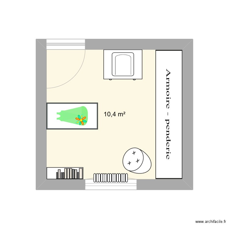 chambre BB. Plan de 1 pièce et 10 m2