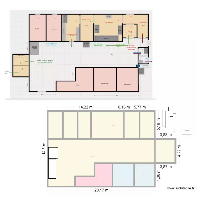 laverie. Plan de 6  et 278 m²