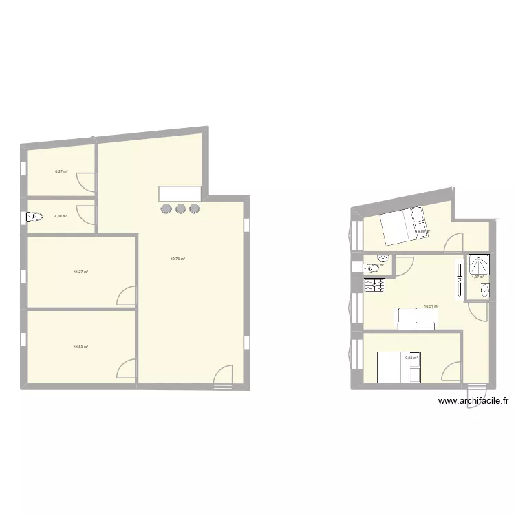 jij. Plan de 10  et 127 m²