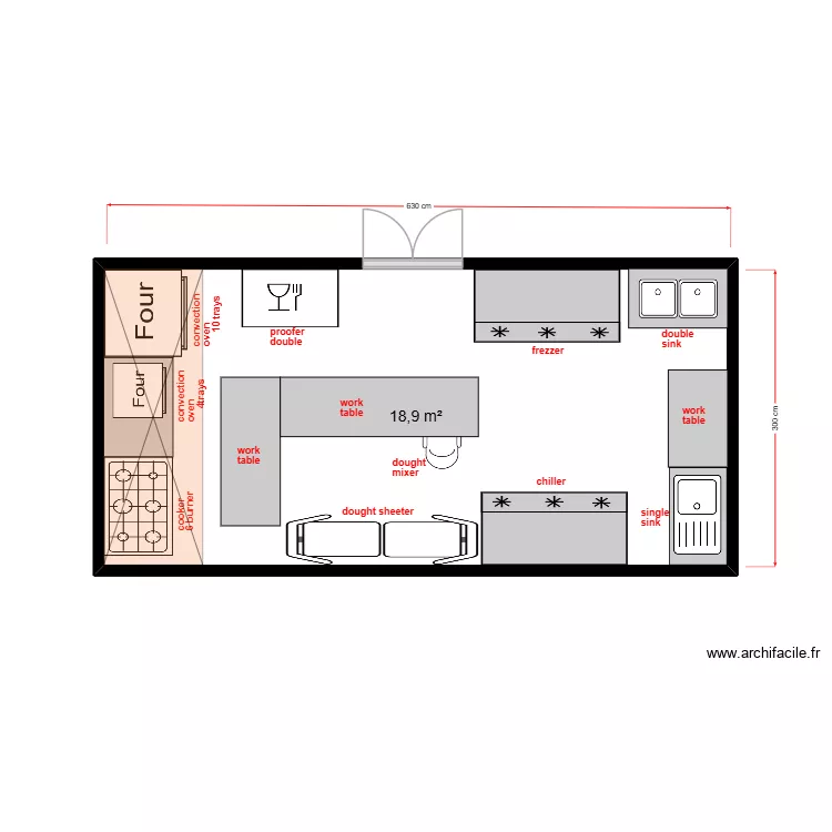 safri cofe. Plan de 1  et 19 m²