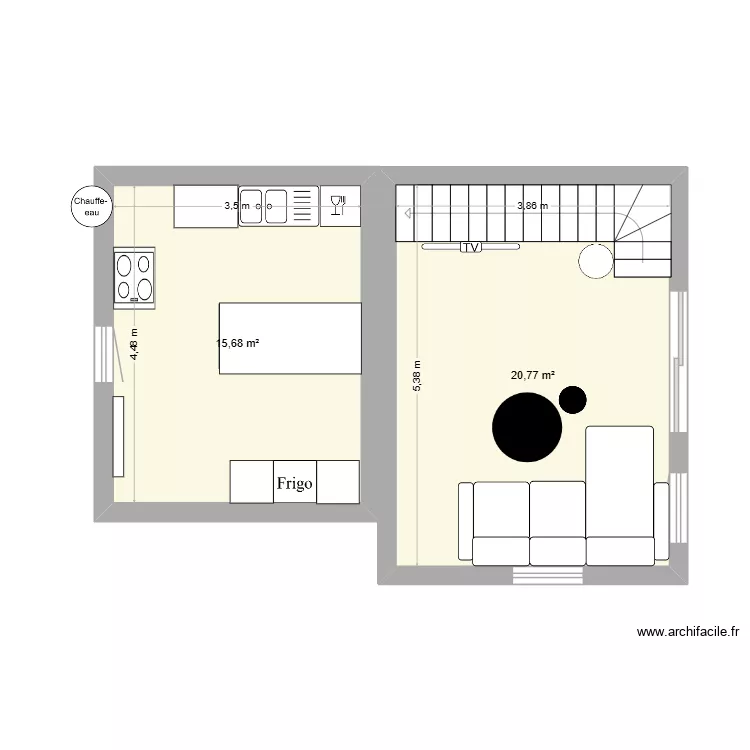 AUJARGUES CUISINE. Plan de 2  et 36 m²