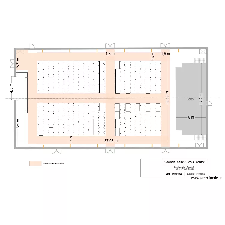 Salle Les 4 Vents - Repas 1- 576pl. Plan de 