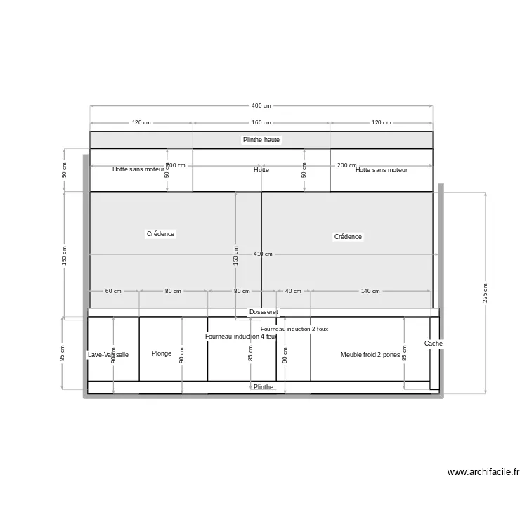Ligne cuisson Alaia Ambassade V2. Plan de 