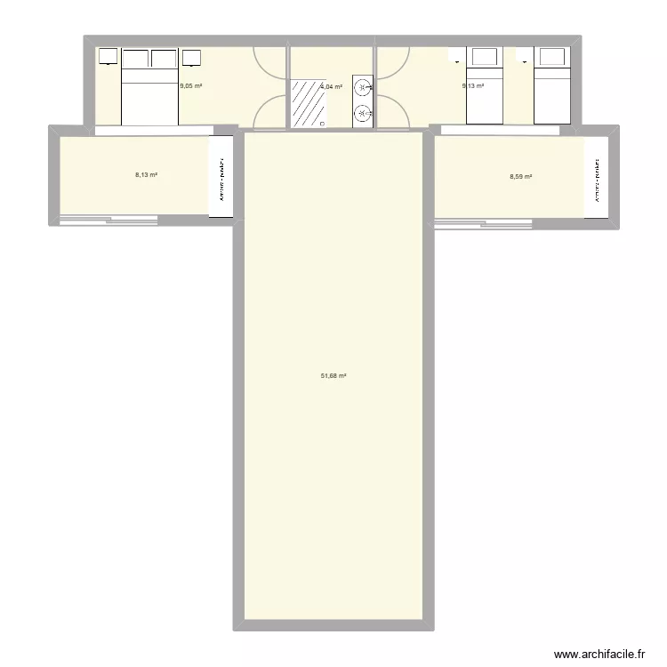 MAISON T. Plan de 6  et 91 m²