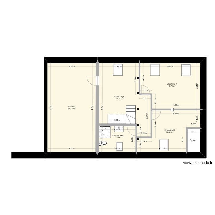 25_04_16 Plan Farge - Etage. Plan de 5 pièces et 95 m2